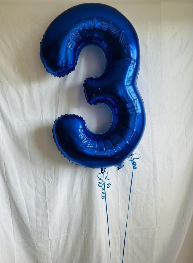 بالون أزرق معدني على شكل الرقم 3، مقاس 40 بوصة، بالون رقم 3، زينة عيد الميلاد الثالث، لوازم حفلات باللون الأزرق الداكن للأولاد والبنات - Image 2